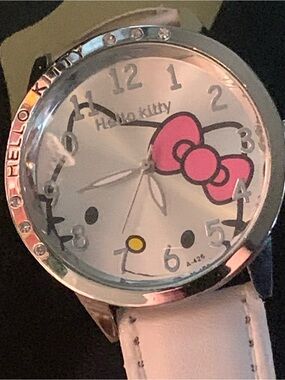 Hello Kitty Silver Case Watch with Pink Bow